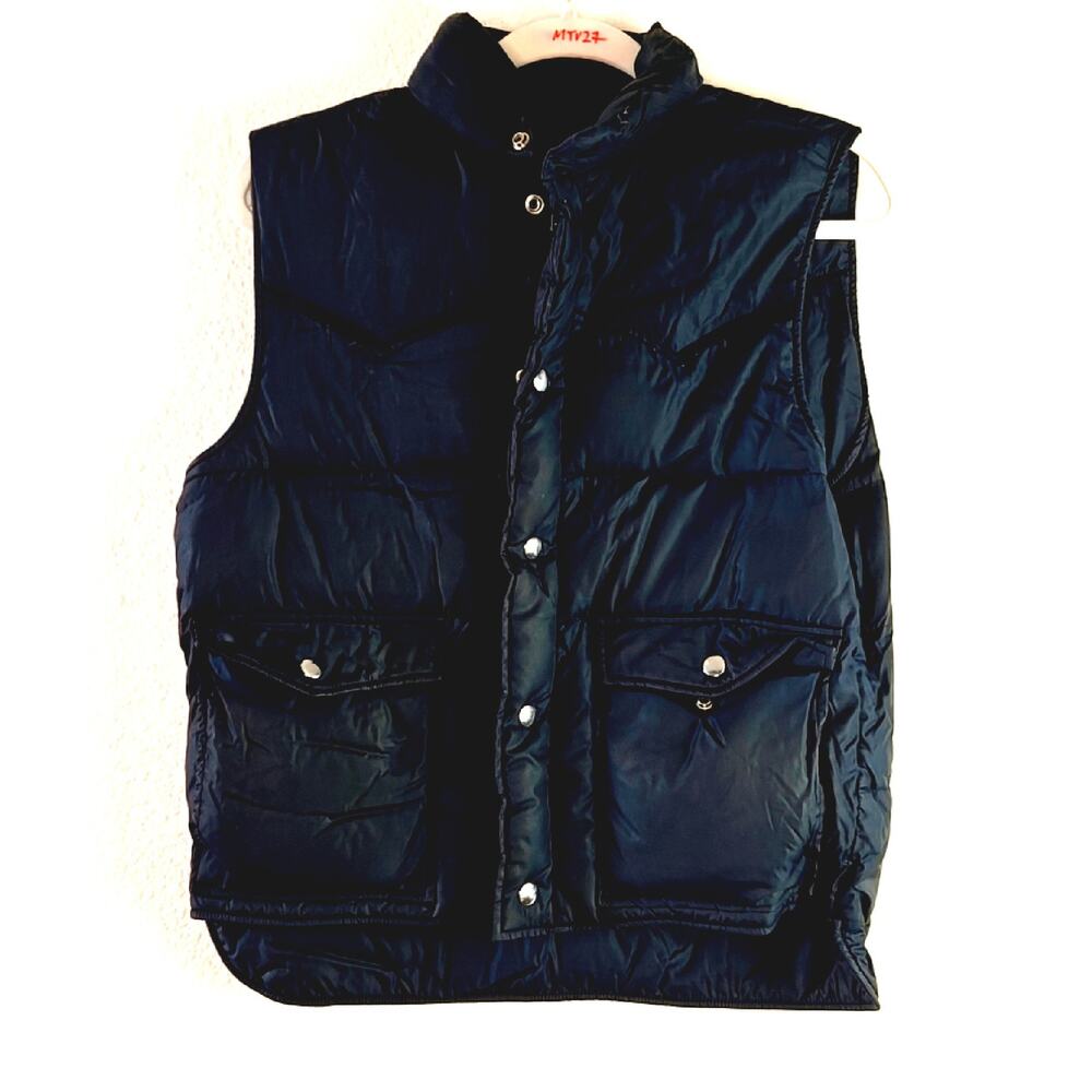 Vintage Peters Western Style Down Vest Navy